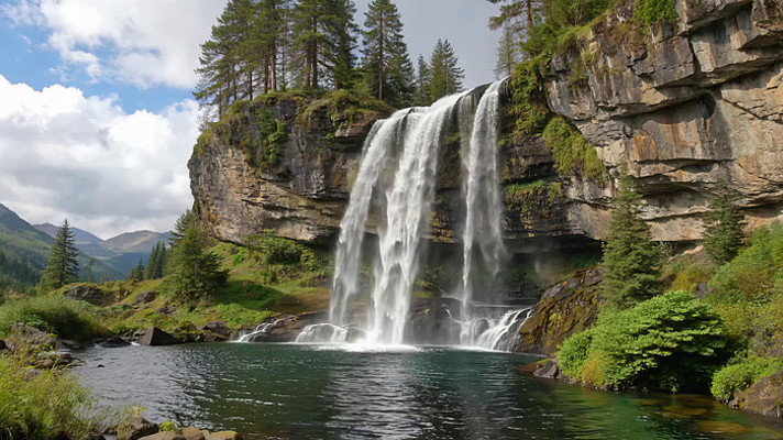 山间瀑布自然风光 山间瀑布自然风光