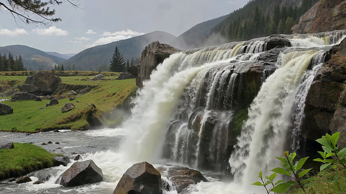 山间瀑布自然风光素材 山间瀑布自然风光素材