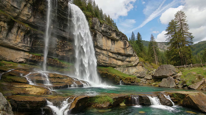 山间瀑布自然景观 山间瀑布自然景观