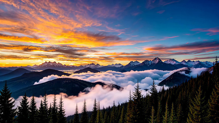 山脉云海日出自然风光 山脉云海日出自然风光