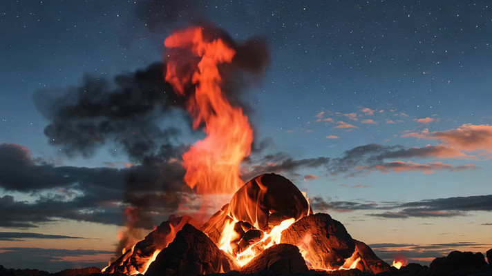 夜空下燃烧的篝火 夜空下燃烧的篝火