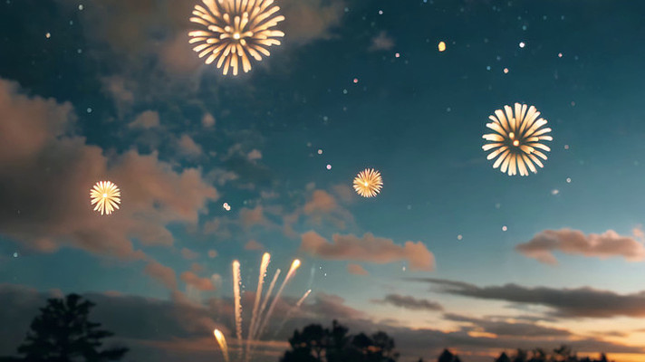 夜空绽放的绚丽烟花 夜空绽放的绚丽烟花