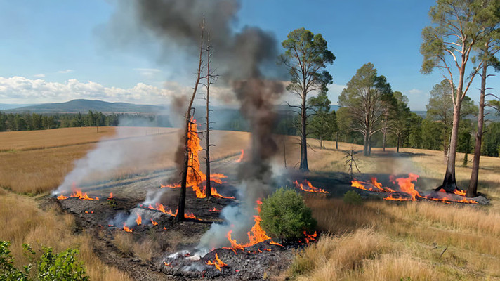 野外森林野火燃烧景象 野外森林野火燃烧景象