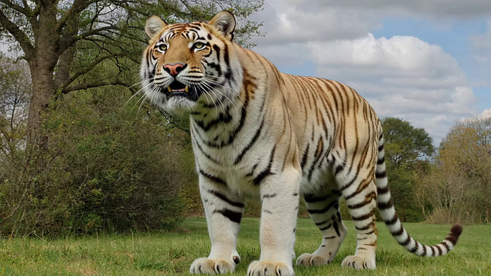 野外站立的老虎 野外站立的老虎