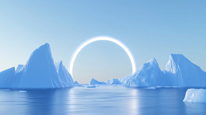 冰山环绕的蓝色光环场景 冰山环绕的蓝色光环场景