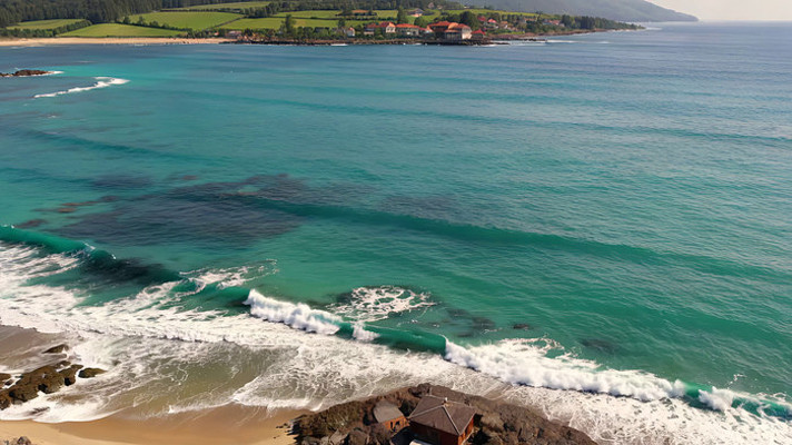 俯瞰海边小镇与海洋风光 俯瞰海边小镇与海洋风光