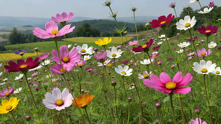 格桑花花海自然风光