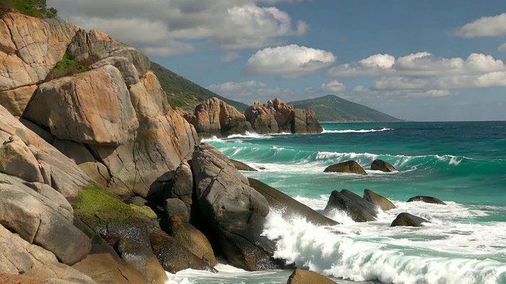 海边礁石与海浪景观 海边礁石与海浪景观