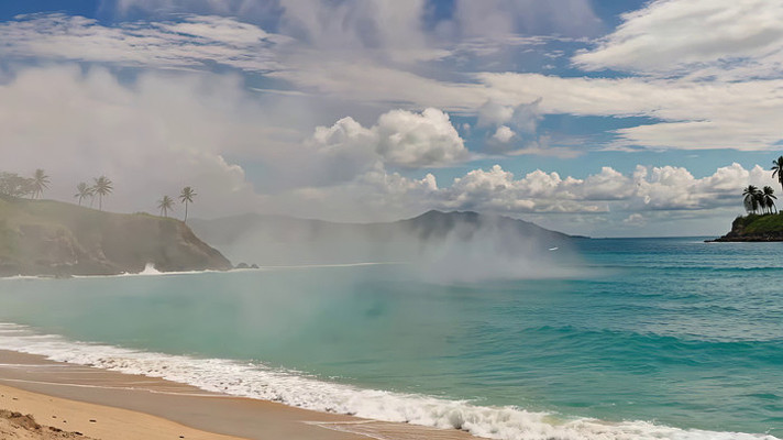 海边沙滩与海浪风景