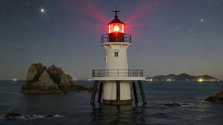 海上灯塔夜景 海上灯塔夜景