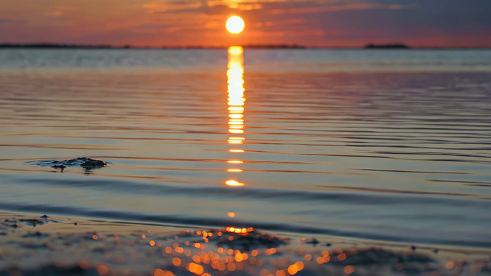 海洋日落水面光影景象 海洋日落水面光影景象