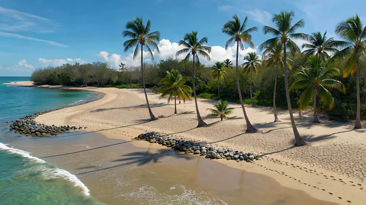 热带海滩与棕榈树景观 热带海滩与棕榈树景观