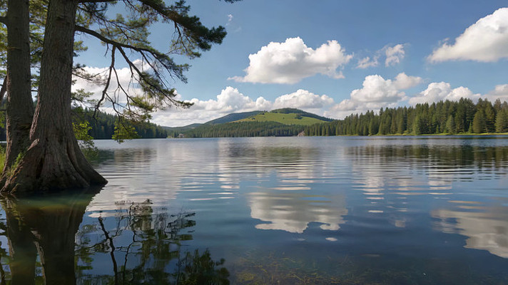 森林湖泊自然风光全景 森林湖泊自然风光全景