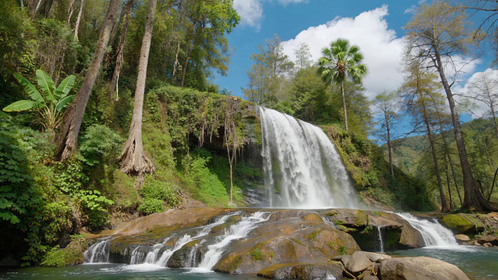 森林中的瀑布自然风光 森林中的瀑布自然风光