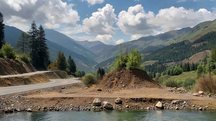 山间公路自然风光 山间公路自然风光