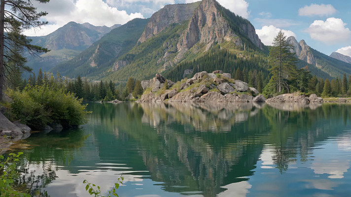 山林湖泊自然风景 山林湖泊自然风景