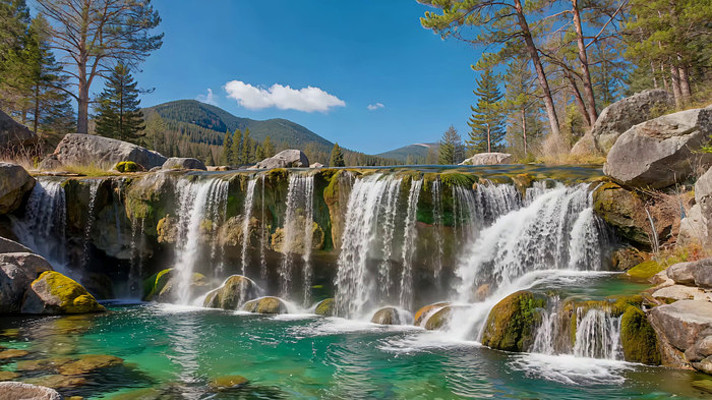 山林间的瀑布自然景观 山林间的瀑布自然景观