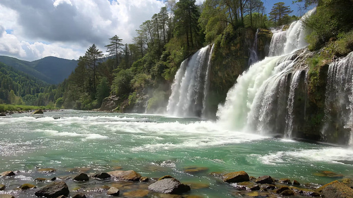 山林间瀑布自然景观 山林间瀑布自然景观