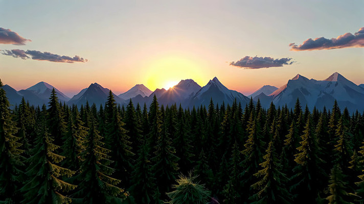 山林日落全景 山林日落全景