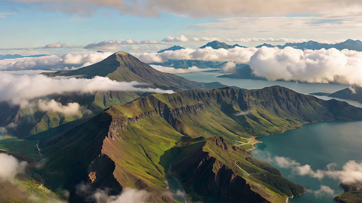 山脉云海自然风光俯瞰 山脉云海自然风光俯瞰