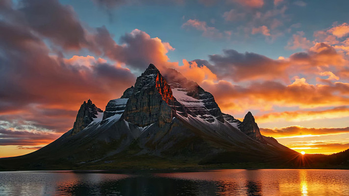 雪山日落自然风光 雪山日落自然风光
