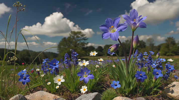 野外盛开的多彩花卉 野外盛开的多彩花卉