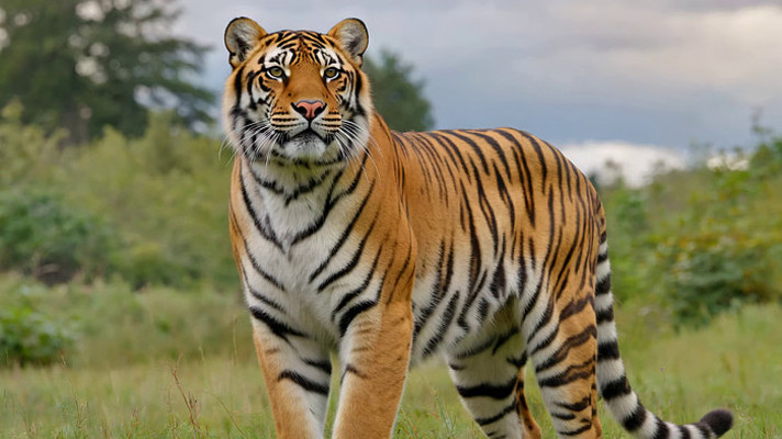 野外站立的老虎 野外站立的老虎