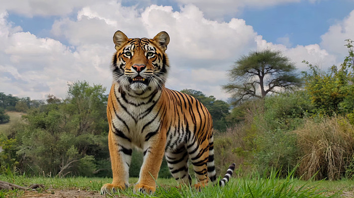 野外站立的老虎素材 野外站立的老虎素材