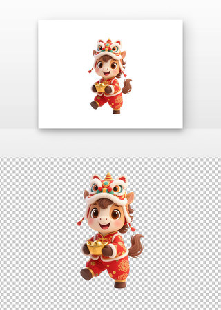 生肖马贺岁手持金元宝 生肖马贺岁手持金元宝