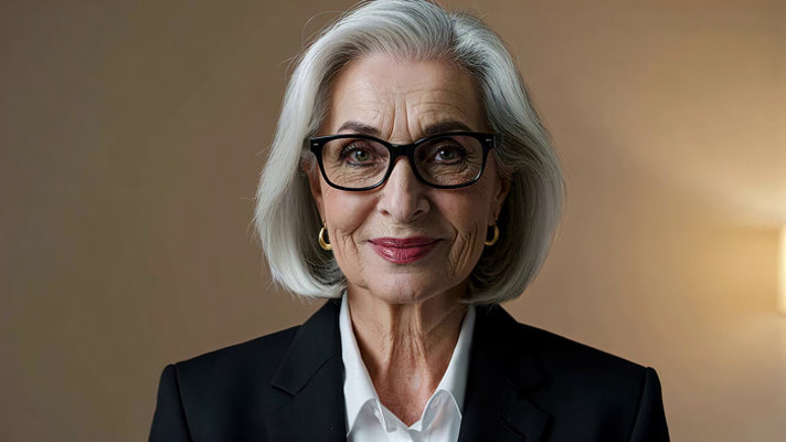 白发老年女性职业装肖像 白发老年女性职业装肖像