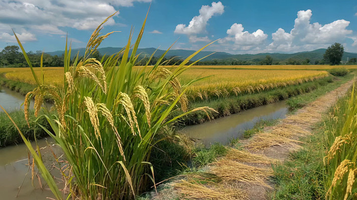稻田田园风光全景 稻田田园风光全景