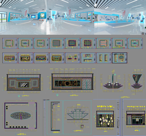 帆船展厅CAD施工图 效果图 dwg