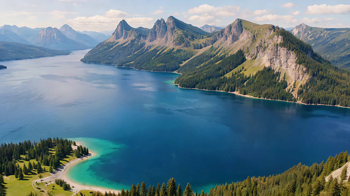 高山湖泊森林自然风光 高山湖泊森林自然风光