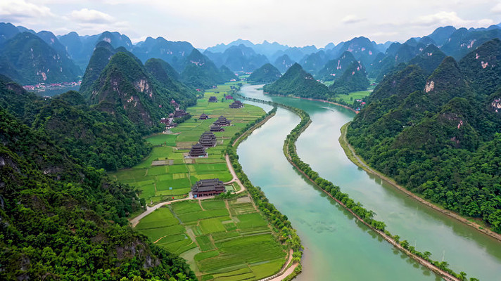 广西山水田园航拍全景 广西山水田园航拍全景