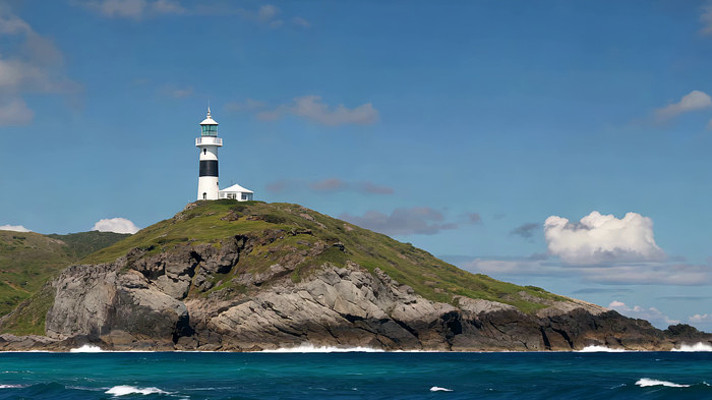 海上灯塔远景自然风光