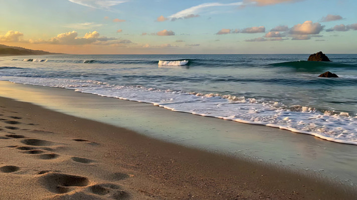 海滩海浪日出自然风光 海滩海浪日出自然风光