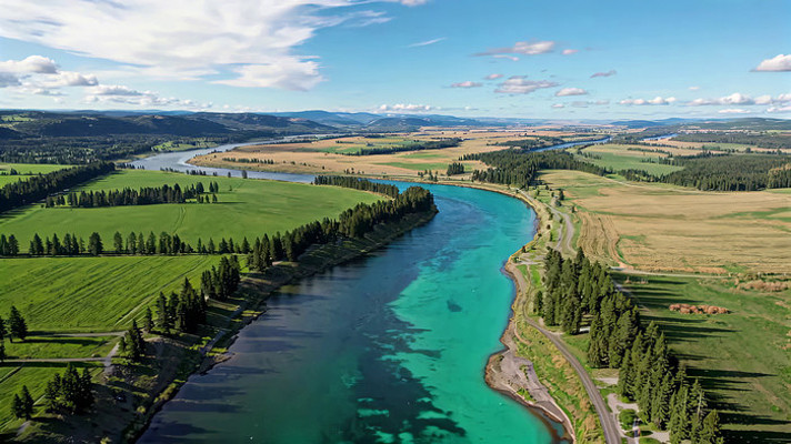 河流森林田园风光航拍 河流森林田园风光航拍
