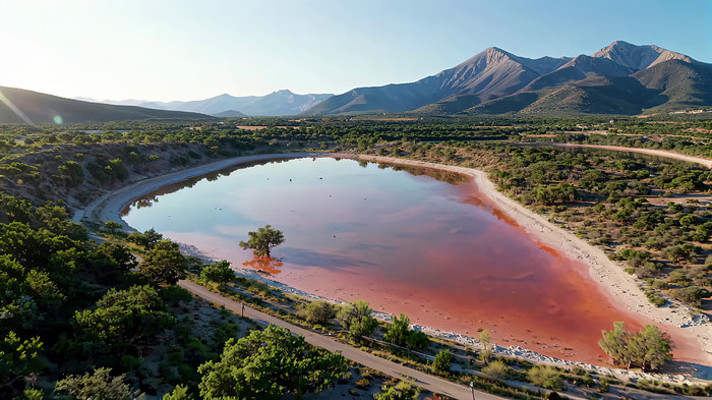 红湖水景与远山风光