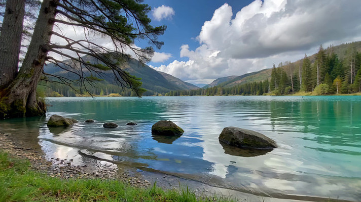 湖畔森林自然风光 湖畔森林自然风光