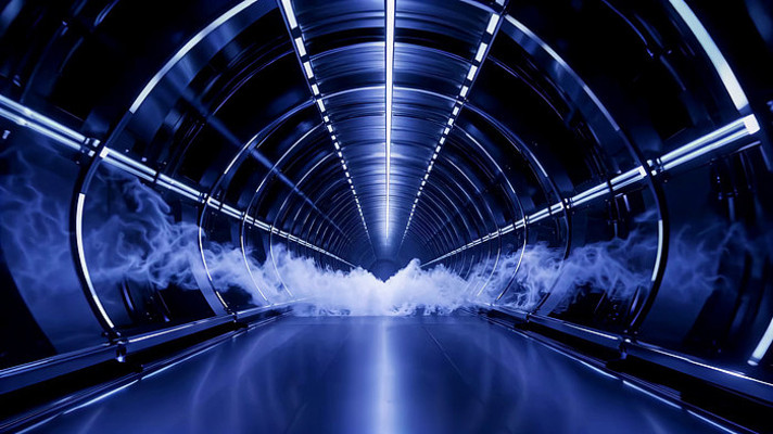 科技感隧道烟雾穿梭画面 mp4