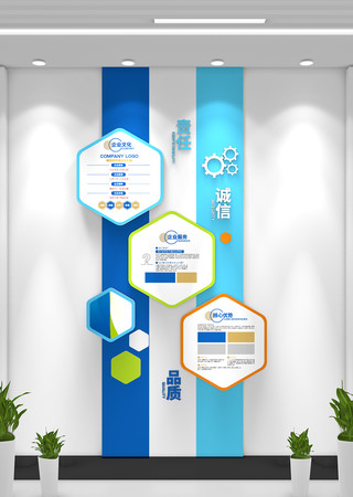 蓝色大气竖版科技公司企业文化墙 蓝色大气竖版科技公司企业文化墙