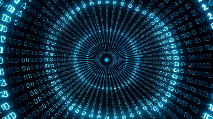 蓝色数字隧道科技背景素材 蓝色数字隧道科技背景素材