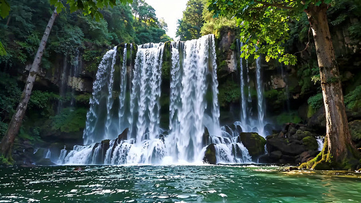 森林中的瀑布自然景观 森林中的瀑布自然景观