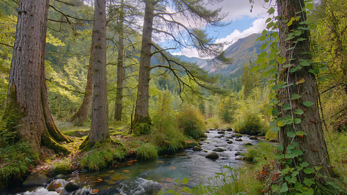 ɭ���е�Ϫ����Ȼ����