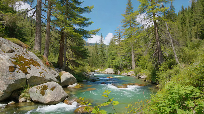 森林中河流自然风光 森林中河流自然风光