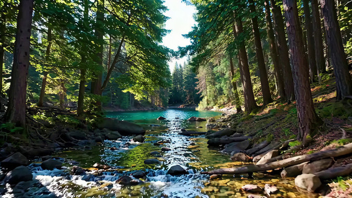 森林中河流自然风光 森林中河流自然风光