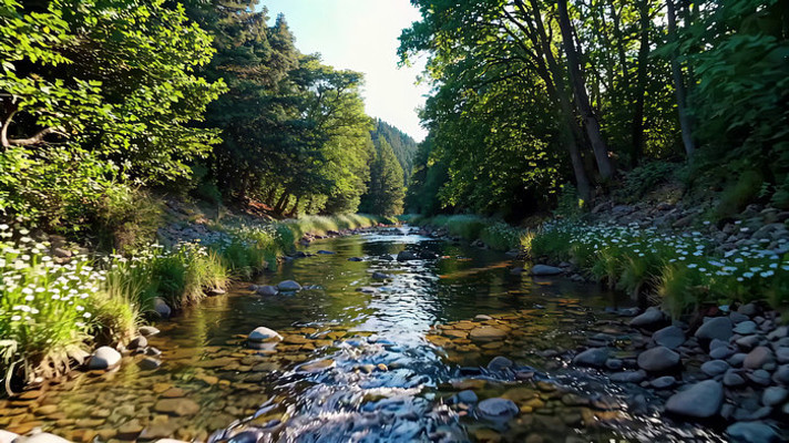 森林中河流自然风光 森林中河流自然风光