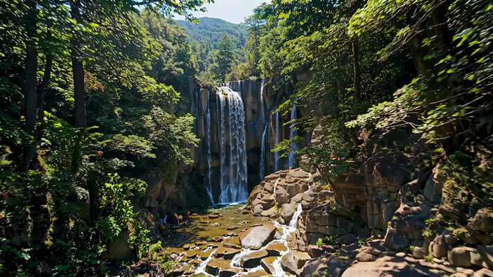 森林中瀑布自然景观 森林中瀑布自然景观