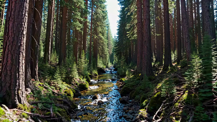 森林中潺潺溪流自然风光 森林中潺潺溪流自然风光
