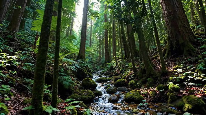 森林中溪流自然风光 森林中溪流自然风光